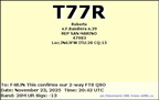 T77R 20251123 2042 20M FT8 (53 visits) T77R 20251123 2042 20M FT8