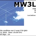 MW3LSG 20250613 1050 20M FT8